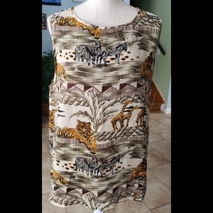 Lonnee safari print sleeveless blouse